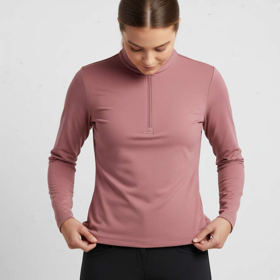 Lily Funktionströja Halfzip Rosa