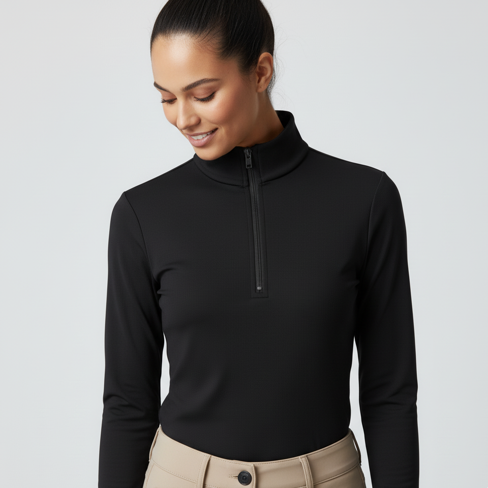 Lily Funktionströja Halfzip Svart